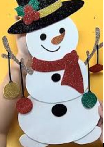 Descripción de cómo armar un muñeco de nieve en papel