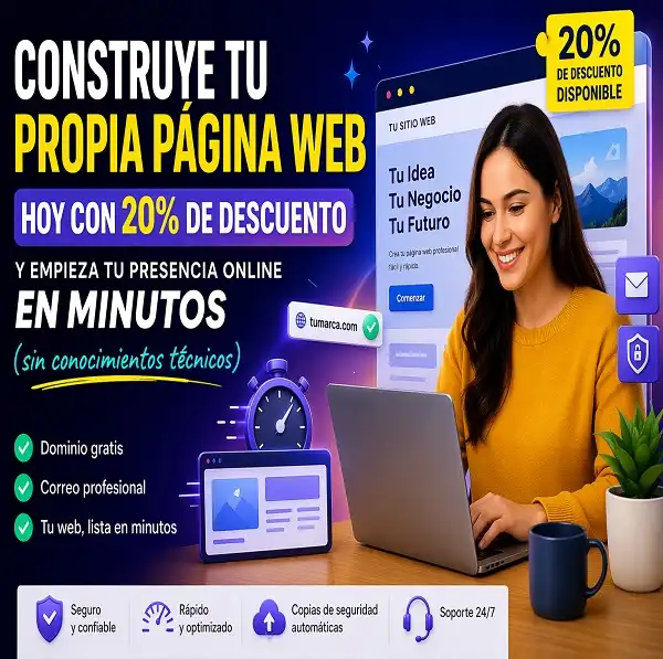 Construye tu propia página web hoy con 20% de descuento y empieza tu presencia online en minutos (sin conocimientos técnicos)