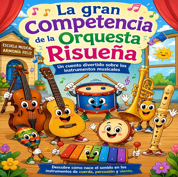 Cuento sobre instrumentos musicales “La gran competencia de la Orquesta Risueña”